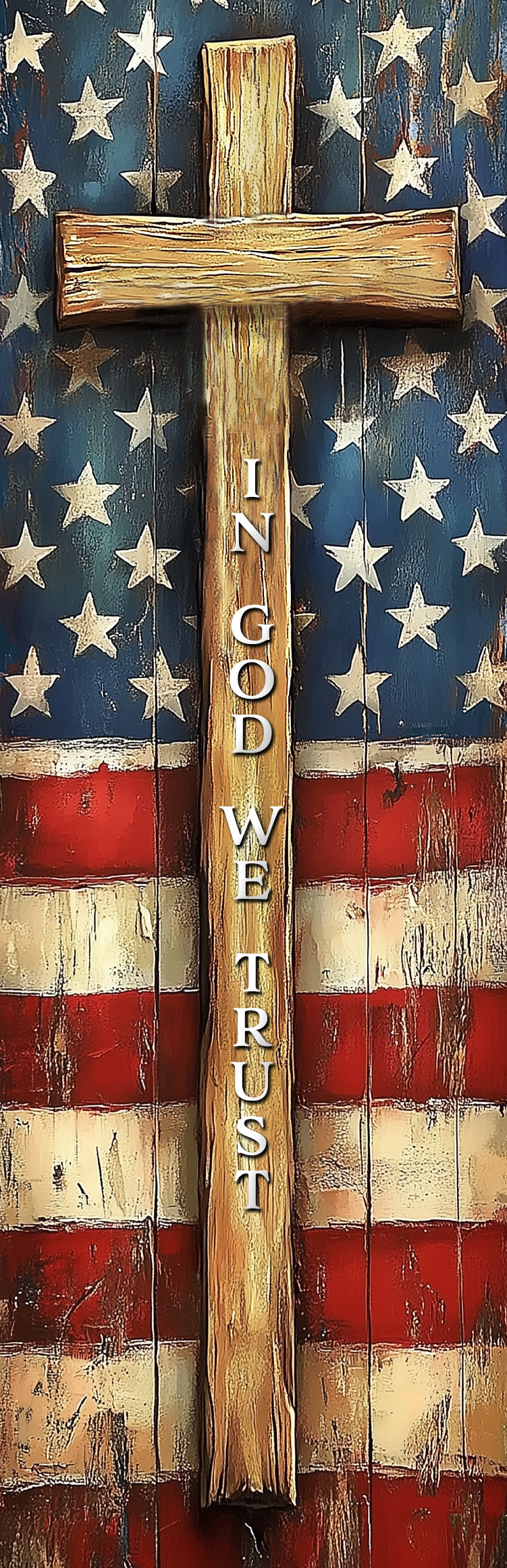 In God We Trust Cross and Flag