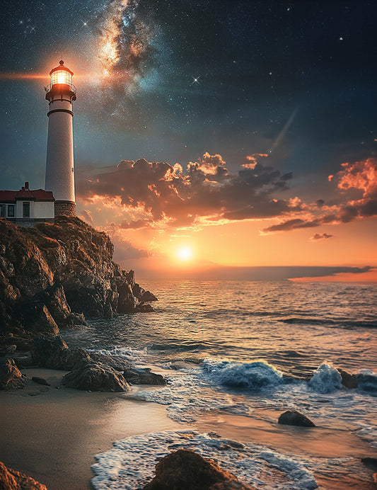 Lighthouse with Starry Sky