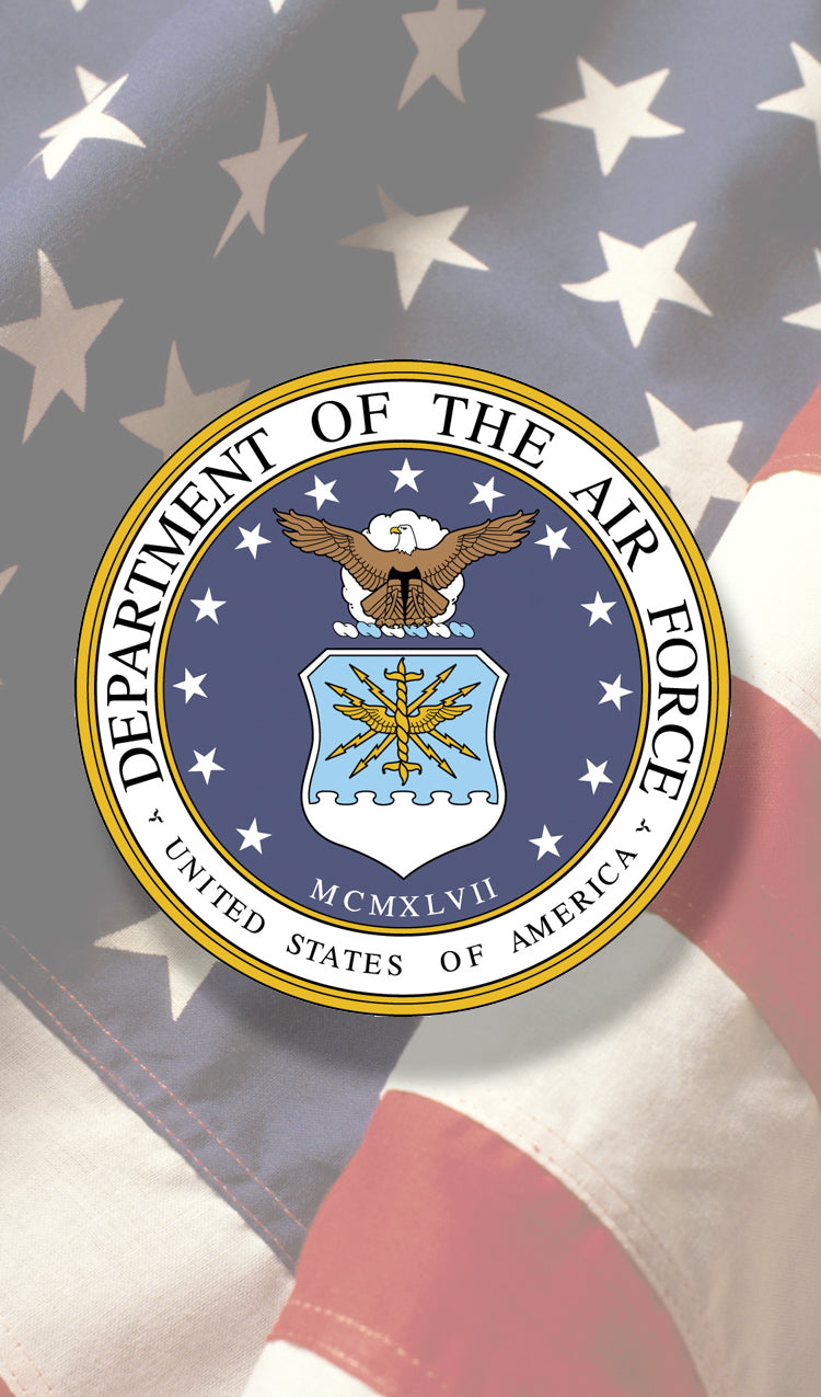 Air Force Seal over U.S. Flag